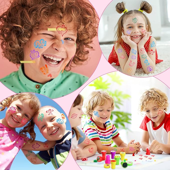 Kosiz 200 Pcs Assorted Stamps for Kids Bulk Teacher Stamps Self Ink Kids Stamps Assorted Stampers for Birthday Gifts Party Favors Back to School Supplies Game Prizes (Cute Style)