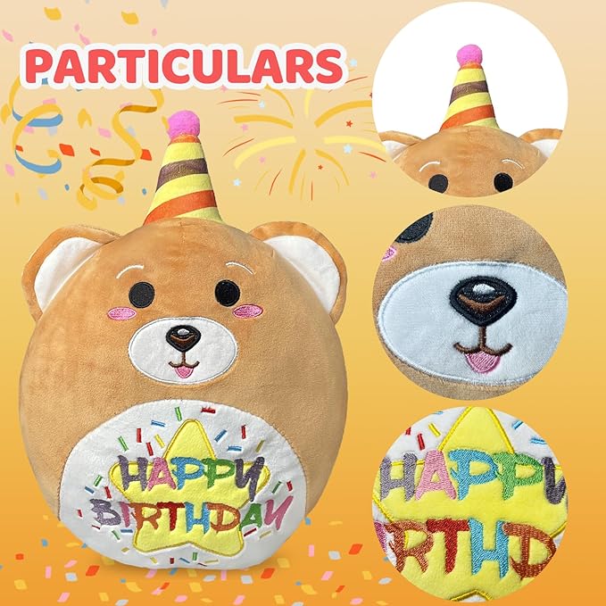 10’’ Happy Birthday Bear Plush Pillow Plush Toys for Kids Birthday Gift for Kids Toddlers