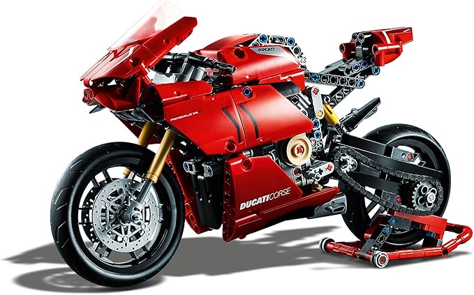 LEGO 42107 Technic Ducati Panigale V4 R Motorbike, Collectible Superbike Display Model Building Kit with Gearbox and Working Suspension, Gift Idea, 10 year +
