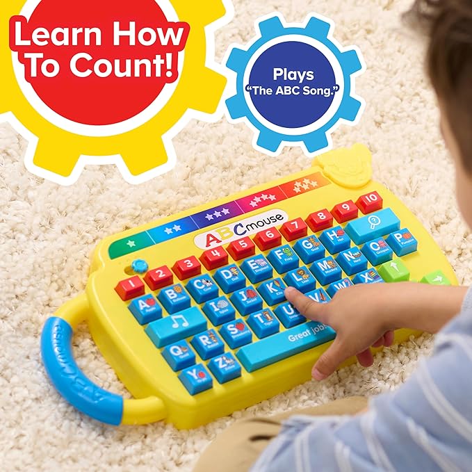 Just Play ABCmouse®, Level-Up Learning Keyboard, 3 Learning Modes, Learning and Education, Pretend Play, Kids Toys for Ages 3 Up