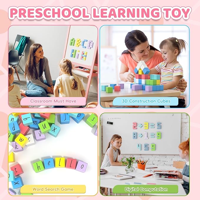 115PCS Magnetic Blocks Set, Magnet Building Blocks with Toy Figurine and Storage Bag for Kids Gifts, STEM Educational Preschool Sensory Toys for Toddlers Boys Girls Ages 3 4 5 6 7 8 +(Macaron Color)