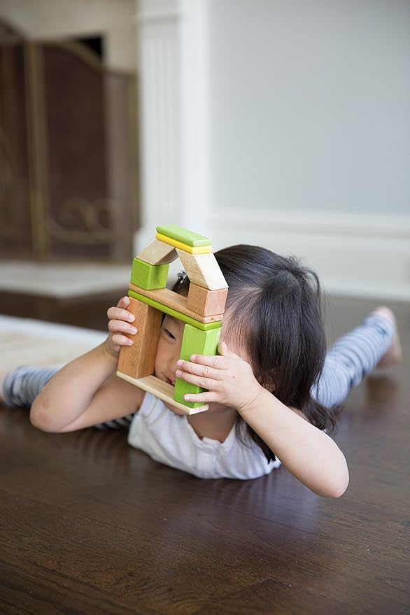 6 Piece Tegu Pocket Pouch Prism Magnetic Wooden Block Set, Jungle
