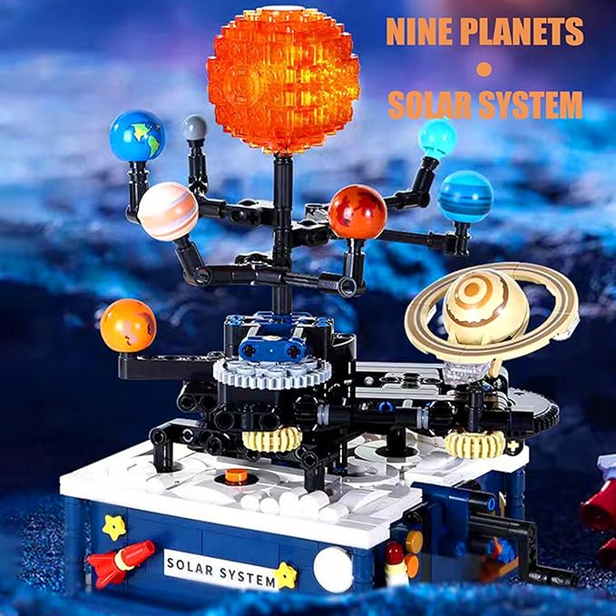 Solar System Building Toys, Rotatable Educational Toys for Science Experiments,Lighted Ornaments for The Night,Birthday Gift for Ages 8 up,Gifts for Christmas (775 Pieces)