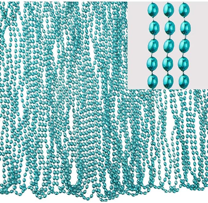 Vibrant Turquoise Bead Plastic Necklaces (30") - Pack of 50 - Perfect for Events, Fashion & DIY