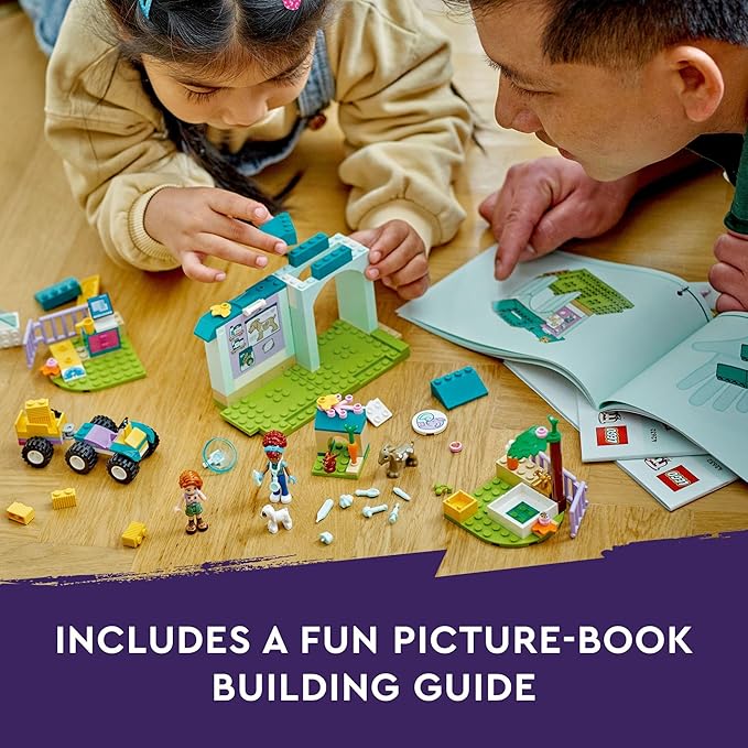 LEGO Friends Farm Animal Vet Clinic Toy, Pretend Play Building Kit, Gift for 4 Year Old Girls and Boys, Includes 2 Mini-Doll Characters and 3 Animals, Farm Animal Toy and Farm Vet Accessories, 42632