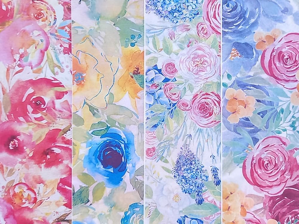 Jinnyous Jewellery Watercolor Flower Polymer Clay Image Transfer Sheet Paper Set of 4 (4 sheets (1 of each))