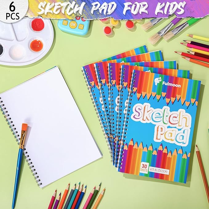Fulmoon 100 Pcs Operation Christmas Bulk Drawing Pad for Kids 30 Sheets Drawing Paper Coloring Sketch Book Art Supplies for Adults Crayons Pencils School Office Christmas Art Supplies, 6 x 9 Inch