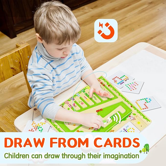 deli Magnetic Color and Number Maze, Wooden Montessori Toys for Tolddlers, Learning Educational Fine Motor Skills Toys for Kids 3 4 5 Year Old Gifts