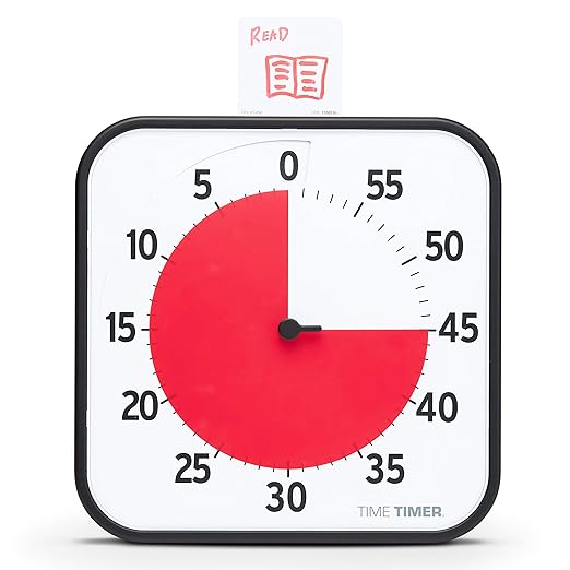 TIME TIMER 12 inch Visual Timer 60 Minute Kids Desk Countdown Clock with Dry Erase Activity Card, Also Magnetic for Classroom, Homeschooling Study Tool, Task Reminder, Home and Kitchen Timer