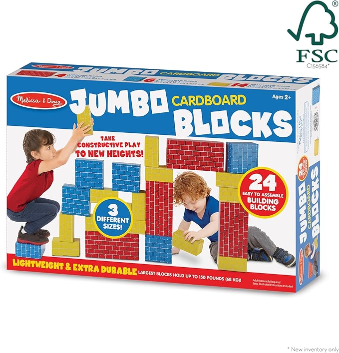 Melissa & Doug Deluxe Jumbo Cardboard Blocks (24 Pieces) - FSC Certified