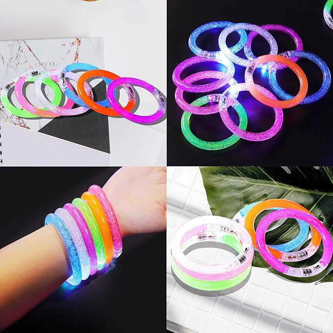 Visen 24 Pack Glow Sticks Bracelets,6 Color LED Bracelets,Light Up Bracelets Toys,Glow In The Dark Party Supplies for Adults,Neon Rave Party Favors for Concert Birthday Carnival Parties Night Events