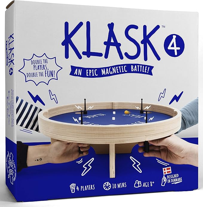 KLASK: The Magnetic Award-Winning Party Game of Skill - for Kids and Adults of All Ages That’s Half Foosball, Half Air Hockey