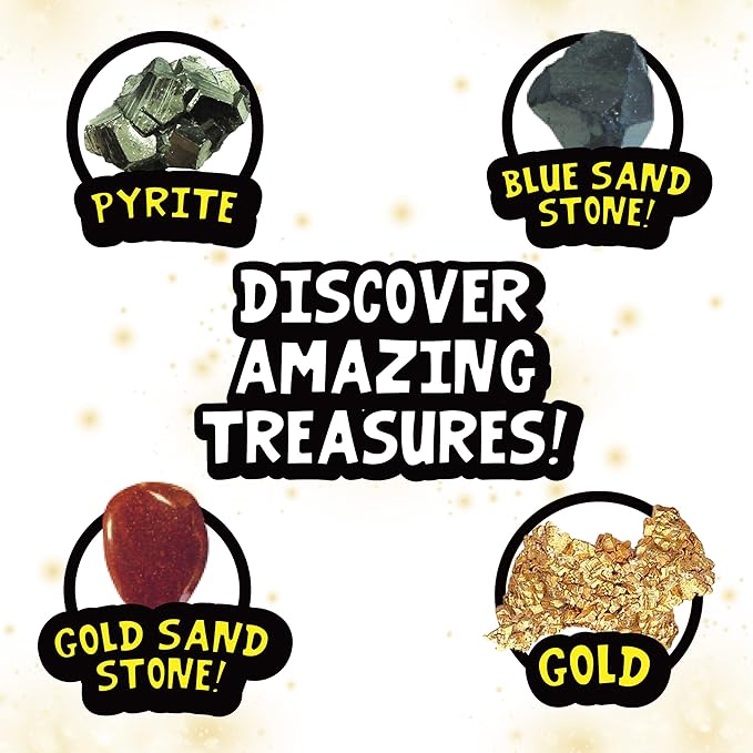 Sunny Days Entertainment Gold Dig Kit, Mystery Science Toy for Kids, Party Favor, Goodie Bags, Valentine's Day Gift for Girls and Boys, 5+