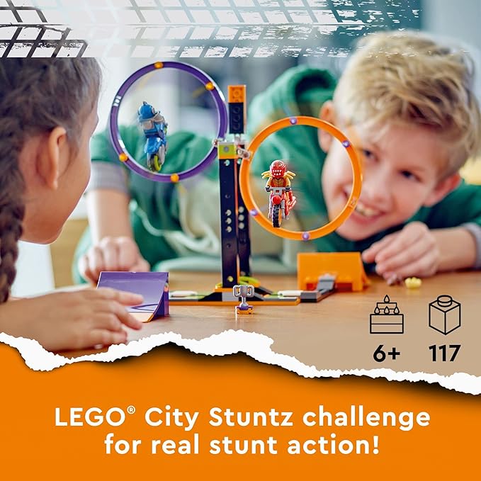 LEGO 60360 City Stuntz The Stunt Challenge: Rotating Circles, Events for 1 or 2 Players with Motorcycle, Toy for Kids, Boys and Girls from 6 Years Old