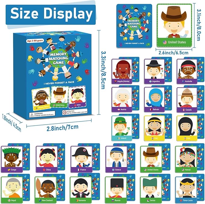 gisgfim 50 Pairs Memory Matching Game Never Forget a Face Concentration Memory Matching Games