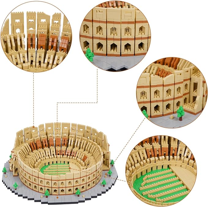 Building Blocks Set Roman Colosseum Model Micro Building Blocks 5594 PCS Famous Architecture Model Mini Building Kit, Gift for Kids and Adults