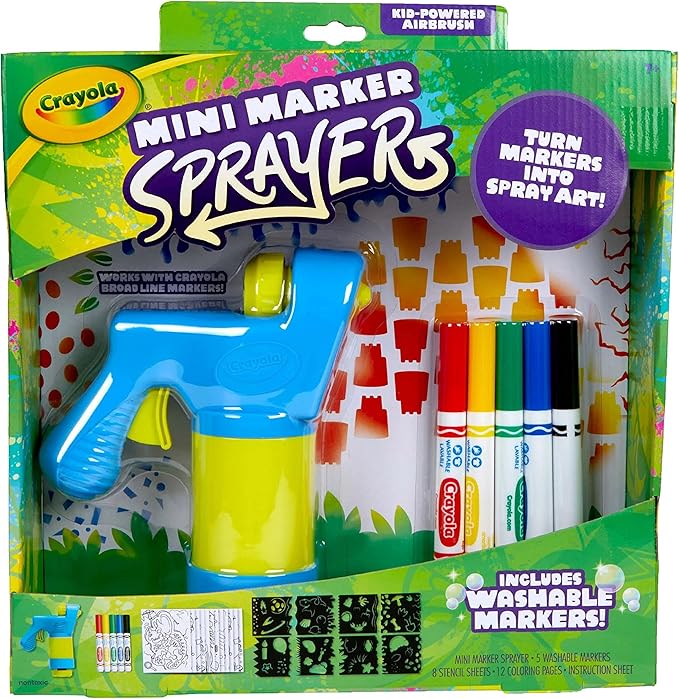 Crayola Mini Marker Sprayer, Marker Airbrush Kit, Gift for Kids, 7, 8, 9, 10