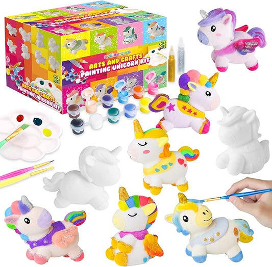 SpringFlower Unicorn Gift Toys for 3 4 5 6 7 8 Years Old Girls - Unicorn Arts and Crafts Painting kit Including 8 Cute Looking Unicorn Figures, DIY Creative Christmas Gift for Kids