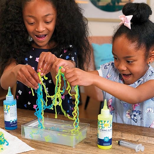 Steve Spangler Science String Slime Starter Kit, Includes Blue and Yellow (3.4 oz. Each) – DIY Slime Science Experiment Kit for Kids, Explore and Teach Science of Polymers, Exciting STEM Activity