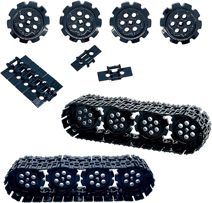 108Pcs Technical Parts Tank Track Wheels Treads Chain Links Motorcycle Car Accessories Building Blocks Toys for 6-12 Years Old Boys Kids Gift Tight fit Major Brands