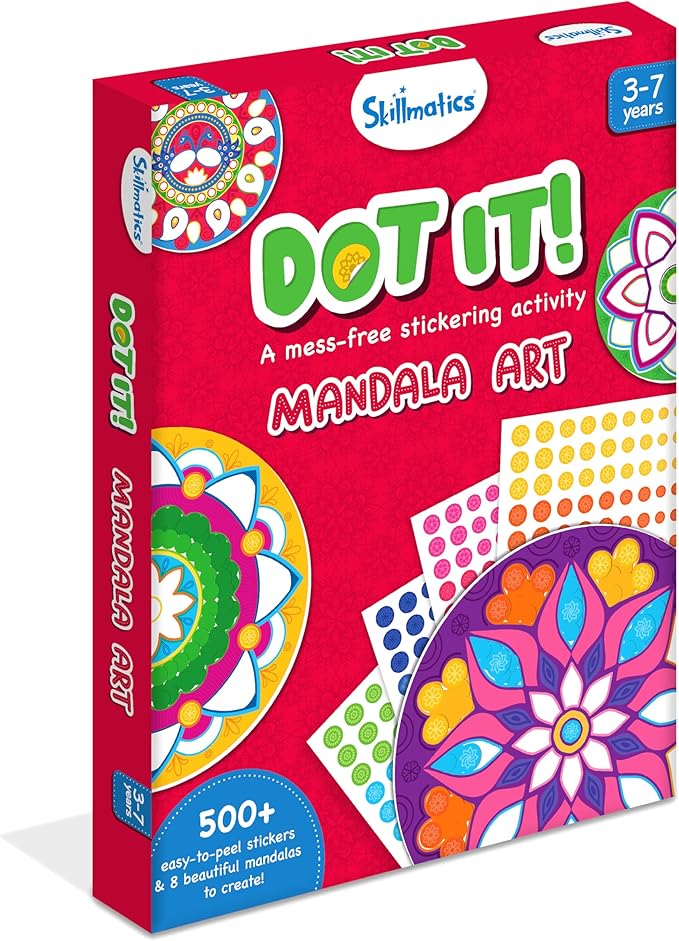 Skillmatics Art Activity - Dot It Mandala Art, No Mess Sticker Art for Kids, DIY Craft Kits, Scrapbooking, Gifts for Toddlers, Girls & Boys Ages 3, 4, 5, 6, 7