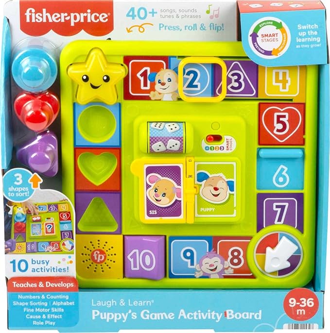 Fisher-Price Baby & Toddler Toy Laugh & Learn Puppy’s Game Activity Board with Smart Stages Learning Content for Infants Ages 9+ Months