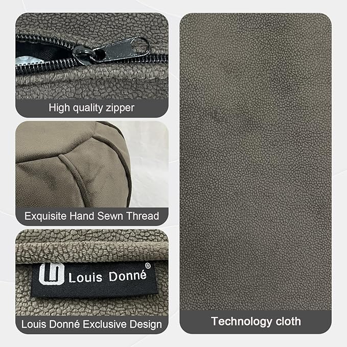 Louis Donné Unstuffed Ottoman Pouf Cover, Eco-Friendly Fabric Pouf Ottoman Bean Bag with Storage Solution for Bedroom, Round Foot Stools for Seating Poufs for Living Room Camper(Olive Green)