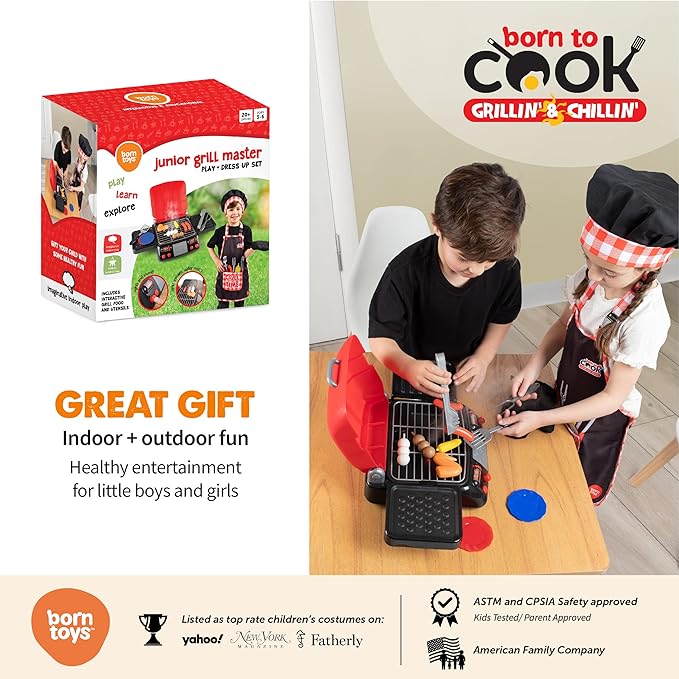Born Toys Kids Pretend Play Kitchen Set (Master Grill)
