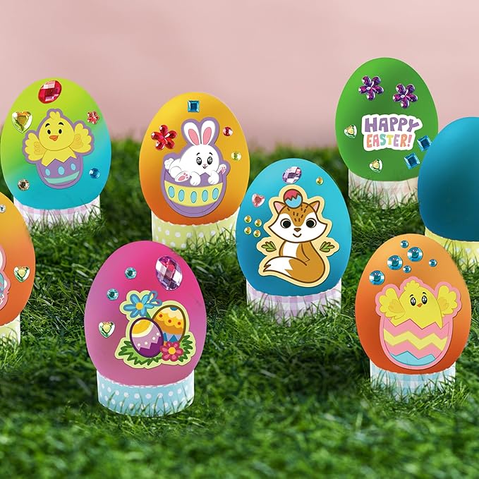 Klever Kits 20Pcs DIY Easter Egg Decorating Kit, Dye Kit with Gradient Color Tablets, Stands, Stickers for Party Favor, Creativity Activity, Hunt, Gift