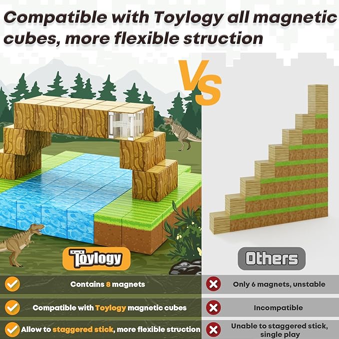 100PCS Magnetic Blocks-Build Mine Magnet World Set for Boys & Girls Age 3-5 6-8, STEM Sensory Toys for Toddlers Gifts for 3+ Years Old Girls Boys,1" Magnet Cubes Classroom Must Haves Construction Toys