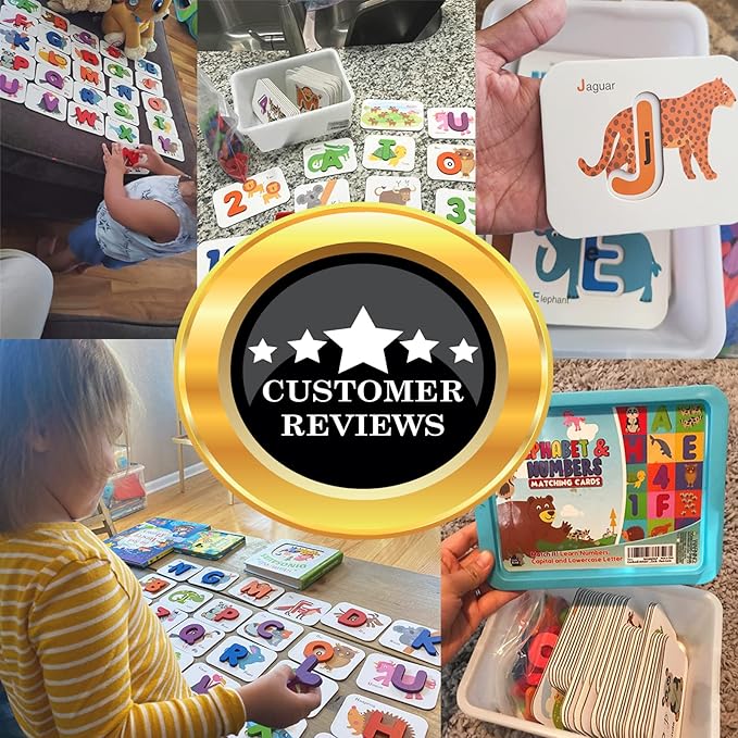 CozyBomB™ Toddler Alphabet Flash Cards - Preschool Activities Learning Montessori Toys ABC Wooden Letters Jigsaw Numbers Alphabets Puzzles Flashcards for Age 2 3 4 Years Old Educational for Kids Baby
