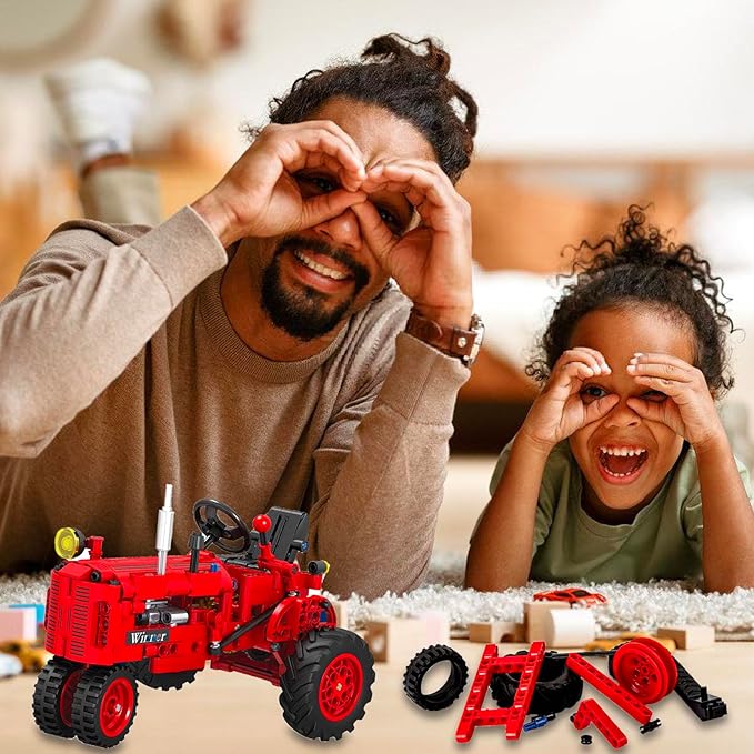TOMAZON 302Pcs Building Blocks Toy Set Classic Farm Tractor Models for Kids, Construction Engineering Kit for Boys & Girls Ages 8-12 Years Old (Farm Tractor)