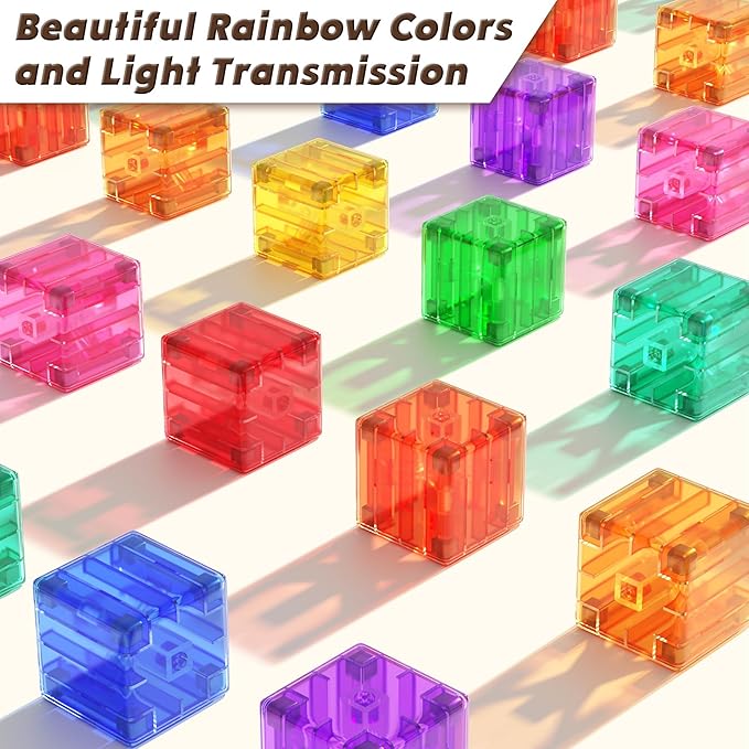 45PCS Magnetic Blocks - Transparent Magnetic Cubes, Toddler Boy Toys, Magnetic Building Blocks, Sensory Autism Toys for Kids Ages 3+, Preschool Magnet Toys for 3-5 Year Old Boys and Girls