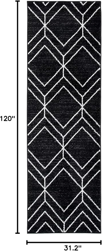 SAFAVIEH Adirondack Collection Runner Rug - 2'6" x 10', Black & Ivory, Modern Geometric Design, Non-Shedding & Easy Care, Ideal for High Traffic Areas in Living Room, Bedroom (ADR241Z)