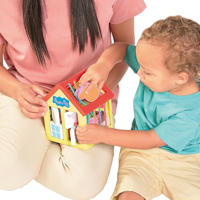 Toomies Peppa Pig’s Sensory House Activity Cube - Shape Sorter Sensory Bin with Color Matching - Peppa Pig Montessori Toys - Toddler Sensory Toys - Toddler Toys Ages 18 Months and Up