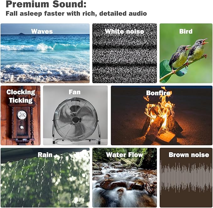 White Noise Machine with Smart Alarm Clock, 25 Soothing Sounds, Portable Sleep Sound Machine Aid for Baby, Kids, Adults, Office, Dimmable Timer, 7 Night Light Colors for Privacy Bedroom, Gray