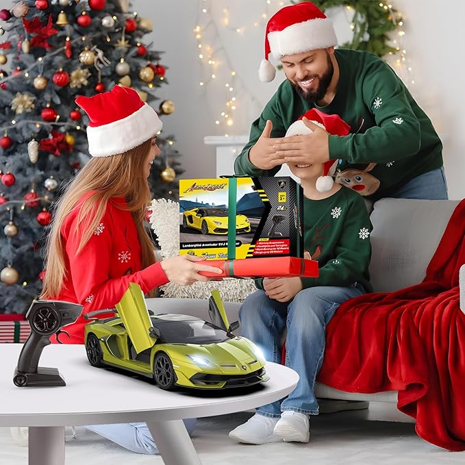 Lamborghini Remote Control Car, Officially Licensed 1:14 Lambo RC Car for Boys Girls Birthday Gift, Green Toys for 3 4 5 Years Old(Green)