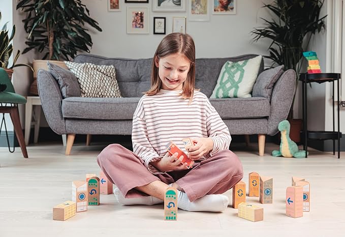 Cody Block U-Turn Expansion Set, Educational Wooden Building Blocks and Car STEM Toys for Preschool Kids Ages 3+