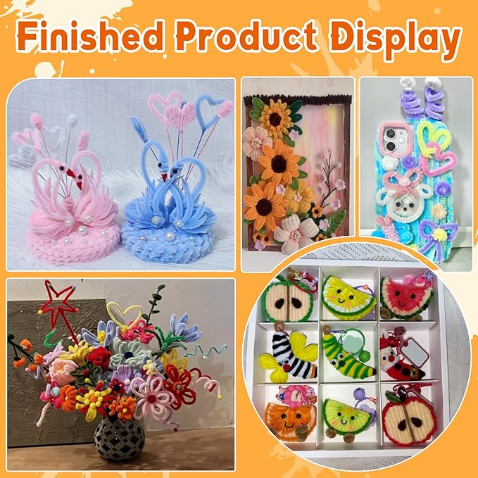 200 Pcs Pipe Cleaners, 20 Colors Pipe Cleaner Craft, Black Pipe Cleaners Bulk Chenille Stems Craft Supplies for DIY Cleaning Home Decorations