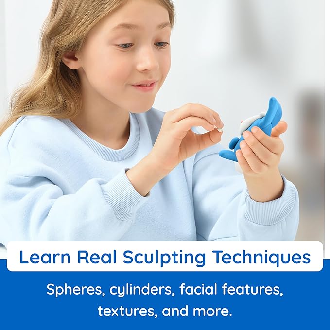 Fat Brain Toys Hey Clay Animals, Air Dry Clay Kit with Interactive App for Kids & Tweens, Modeling Clay and Crafts Set