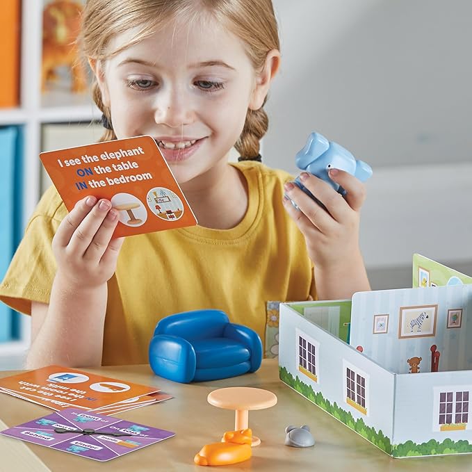 Learning Resources Elephant in The Room Positional Word Activity Set, Educational Games, Sight Word Games, Board Games for Kids, Ages 4+, Birthday Gifts for Boys and Girls