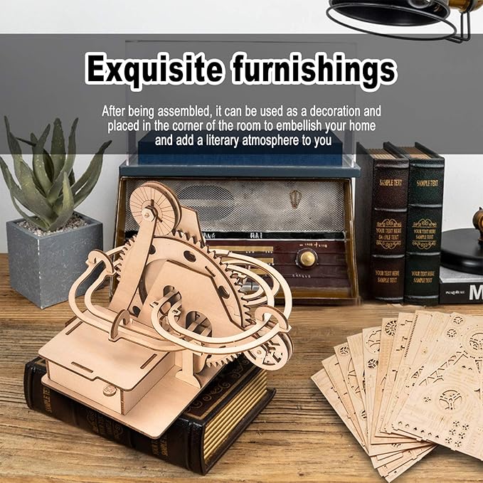 Marble Run 3D Wooden Puzzle for Adults Teens Solar DIY Model Kit Educational Jigsaw Puzzles Building Toys STEM Projects Science Experiments Birthday Gift for Men Kids Ages 8-10-12-14