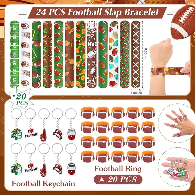 Aoriher 238 Pcs Football Sport Party Favors Set Football Birthday Gift Football Cup Fillers with Straw Football Whistle Stamper Slap Bracelet Keychain Ring Tattoo Sticker for Sport Party Supplies