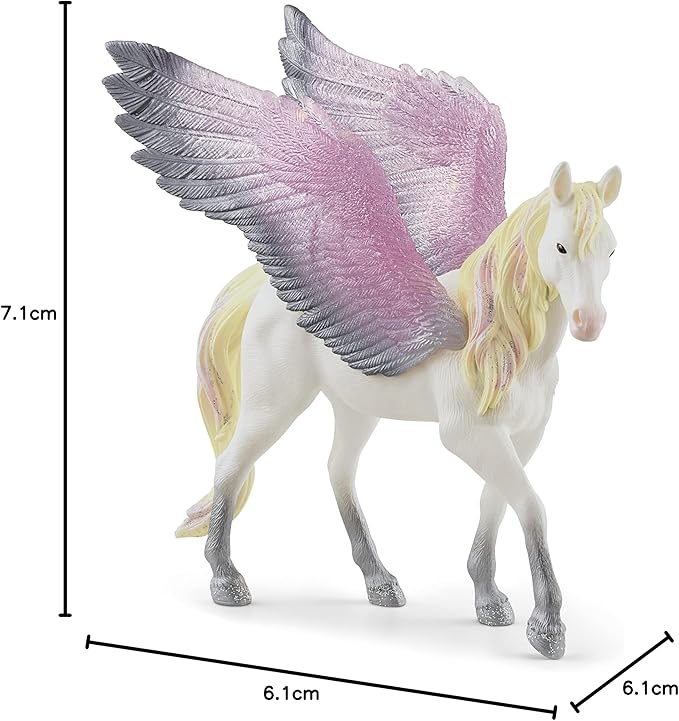 Schleich bayala Mythical Winged Sunrise Pegasus Mare Figurine - Featuring Glittery Wings and Mane, Imaginative Fun and Durable Horse Toy for Girls and Boys, Gift for Kids Ages 5+