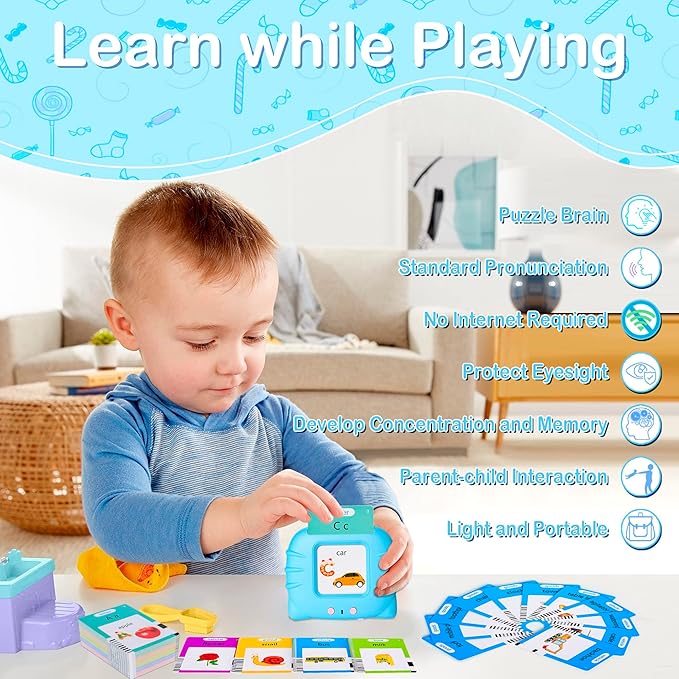 510 Talking Flash Cards for Kids 2-4 - Pocket Speech Therapy Toys for Autism, Montessori Learning