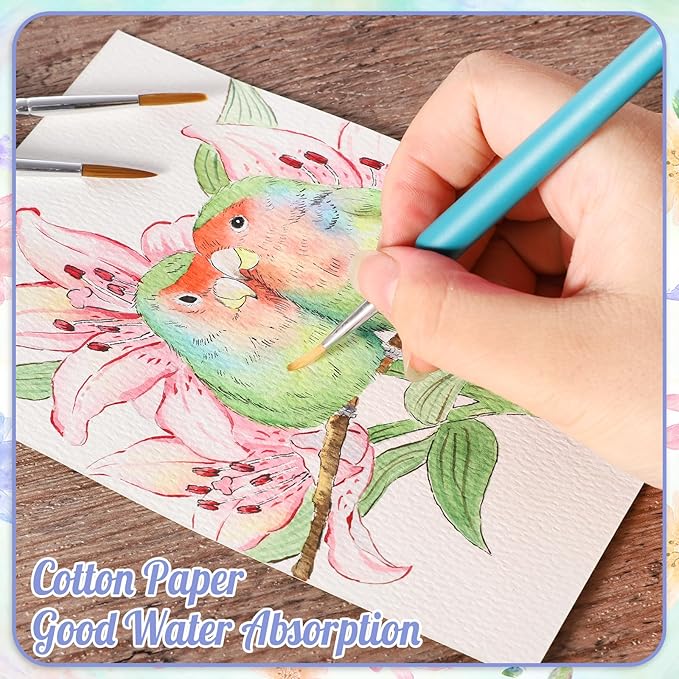 Prudiut 60 Sets Watercolor Paper with Envelopes, 140 lb/300 GSM NOT FOLDABLE Watercolor Paper Cards Blank Watercolor Postcards for Christmas Greeting Cards, Wedding Invitations, Thank You Cards