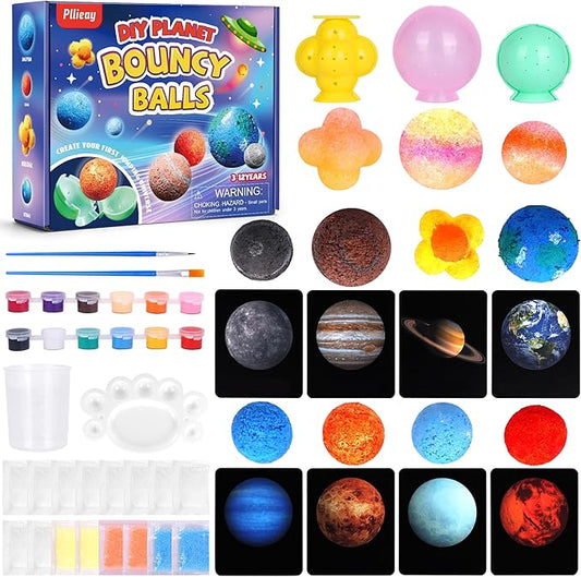 Pllieay DIY Planet Bouncy Ball Make Your Own Bouncy Ball Kit Kids Magic Bouncy Balls Educational Science Kits Solar System for Kids Craft Kit for Kids