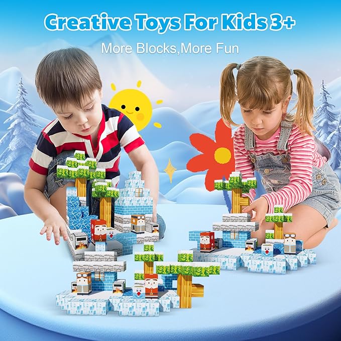 130pcs Magnetic Blocks Craft World Set, Magnetic Blocks Le Building go Toys for Kids,STEM Sensory Toys for Toddlers Kids Christmas Birthday Gifts for 3+ Years Old Girls Boys