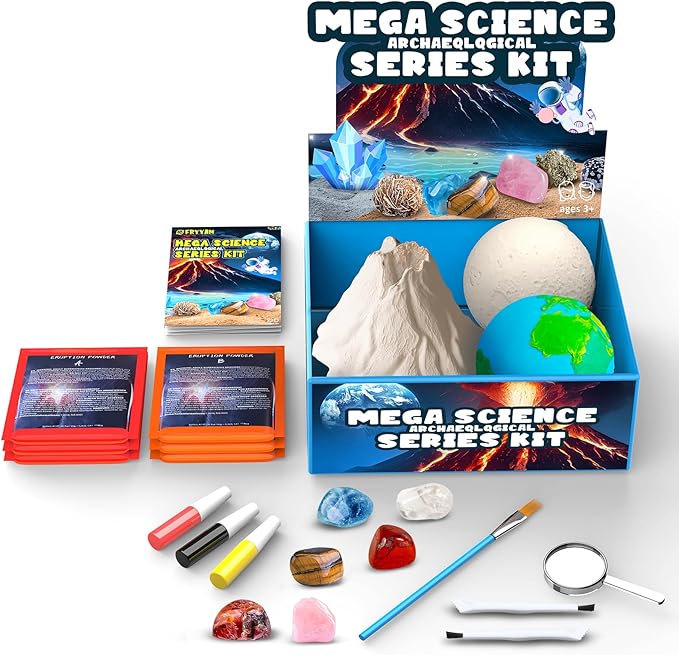 Science Kit, Volcano Kit for Kids Age 5-7 6-8-12 Boys Girls Kids Toys, Crystal Earth Moon Mars Science Kit, Dig Kits & Gemstones, STEM Project Toy for Boys and Girls Perfect Birthday