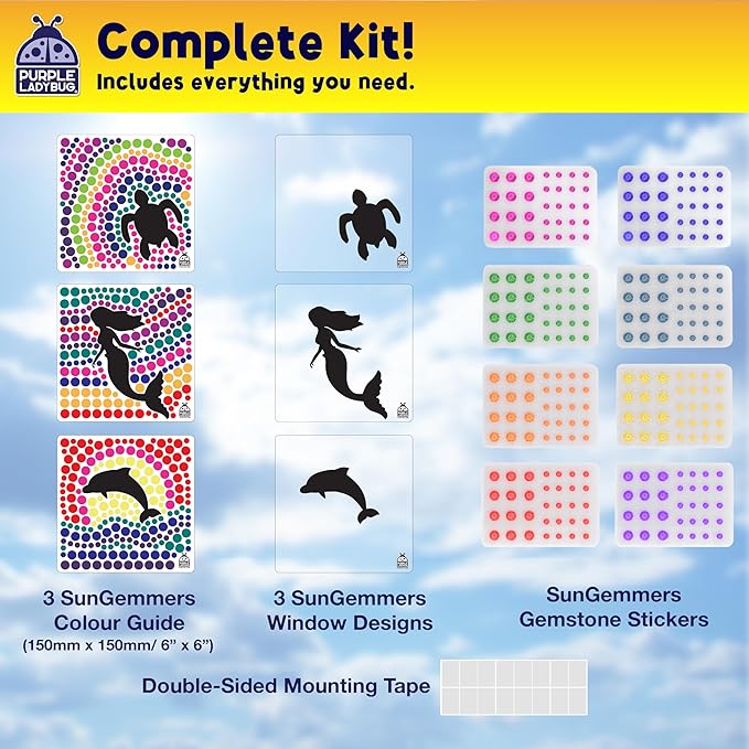 SUNGEMMERS Gem Window Art Suncatcher Kit for Kids 6-8 9 10 11 12 - Birthday Gifts for 7 Year Old Girl, Fun Diamond Art Easter Mermaid Gifts for Girls - Arts & Crafts for Kids, Toys for Ages 5-7
